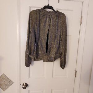 Silver sparkling open back blouse